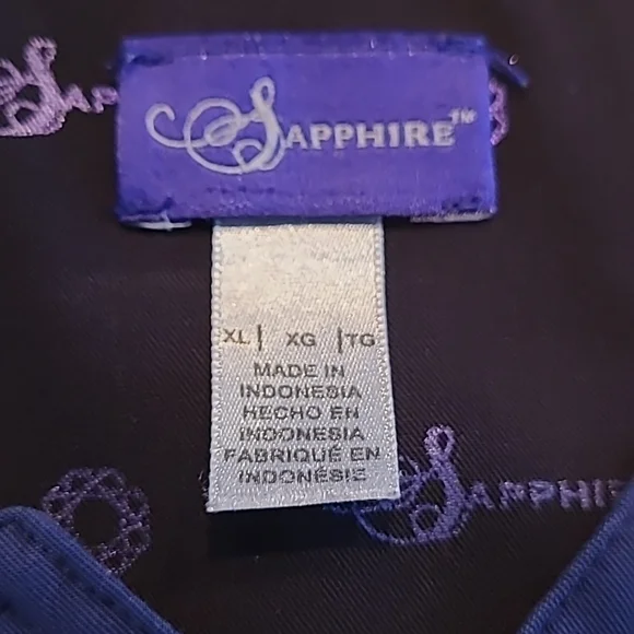 SAPPHIRE Navy Blue Scrub Set, Top XL And Pants Large Petite - Picture 7 of 16